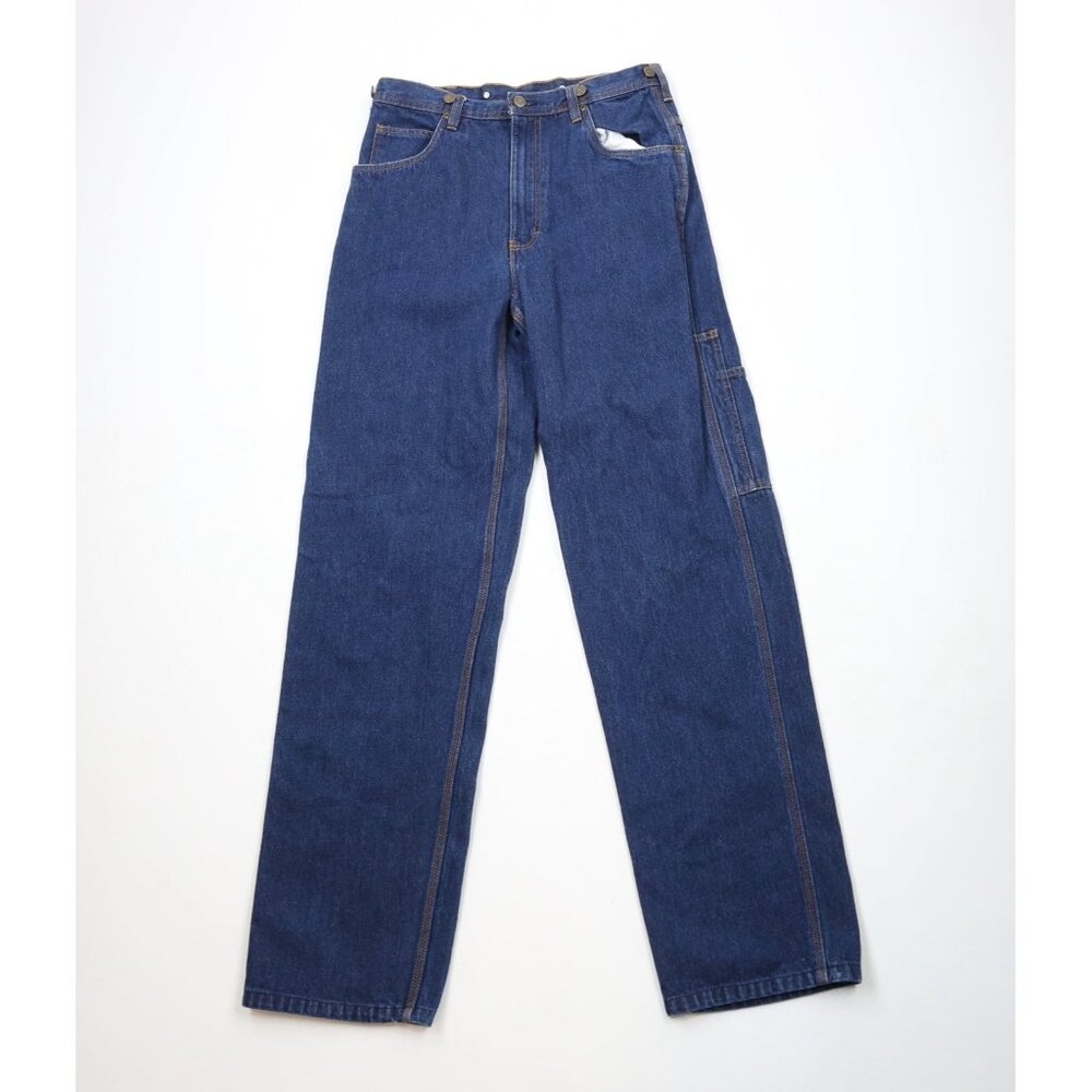 Vintage 90s Five Brother Mens 32x36 Faded Wide Leg Dungaree Denim Jeans Blue